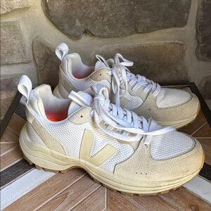 Veja White and Cream Sneakers